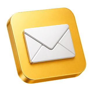 Élément décoratif de la page de contact représentant une enveloppe mail en 3D